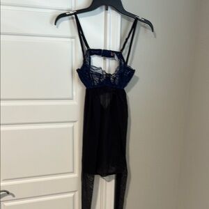 Adore Me Black Chemise with Lace Trim